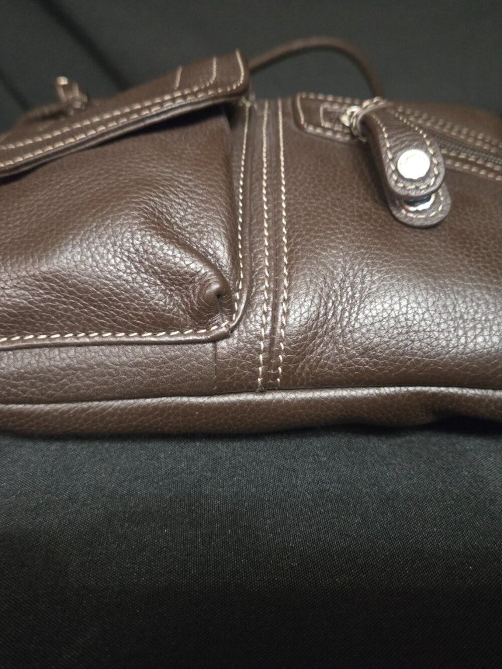 NWT Tignanello Brown Genuine Leather Multi Pocket Organizer Crossbody Bag - Picture 4 of 6